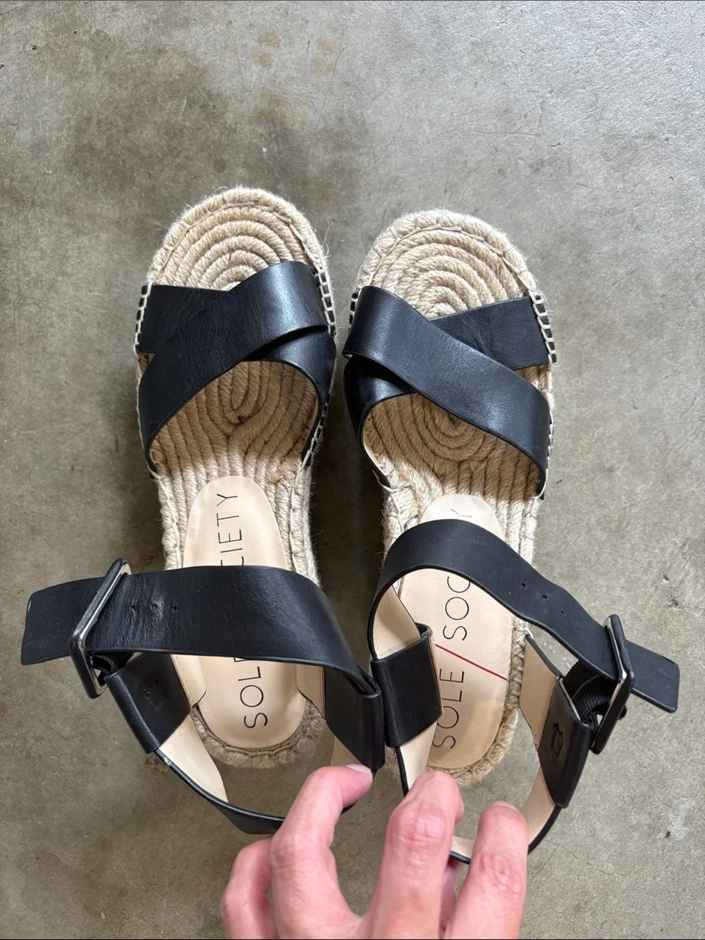 Sole Society Black Cross-Strap Wedges